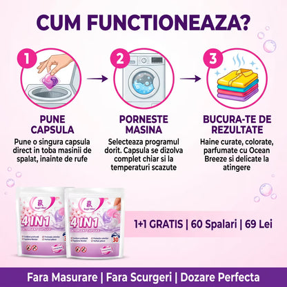 Detergent de rufe capsule roz 1+1 GRATIS