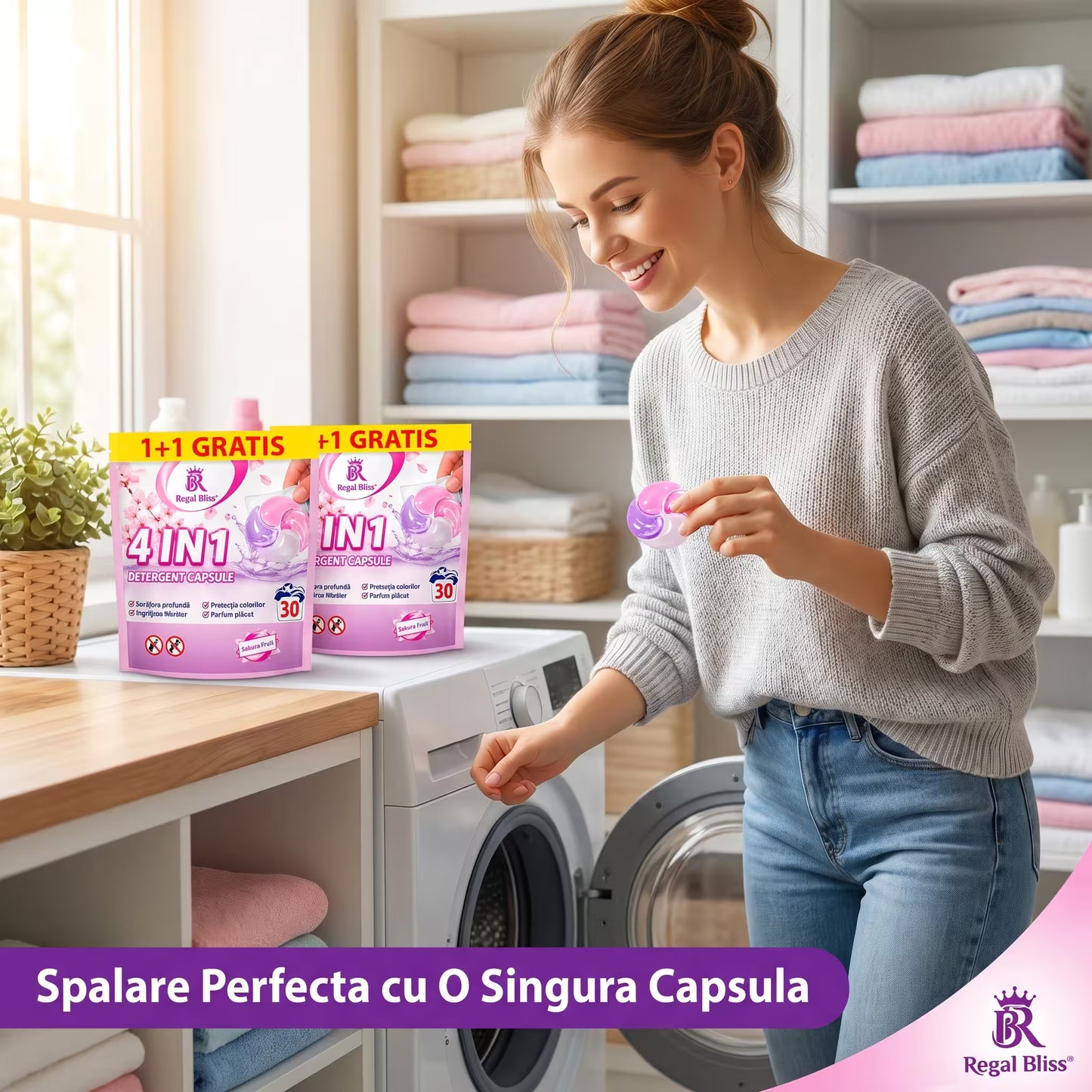Detergent de rufe capsule roz 1+1 GRATIS