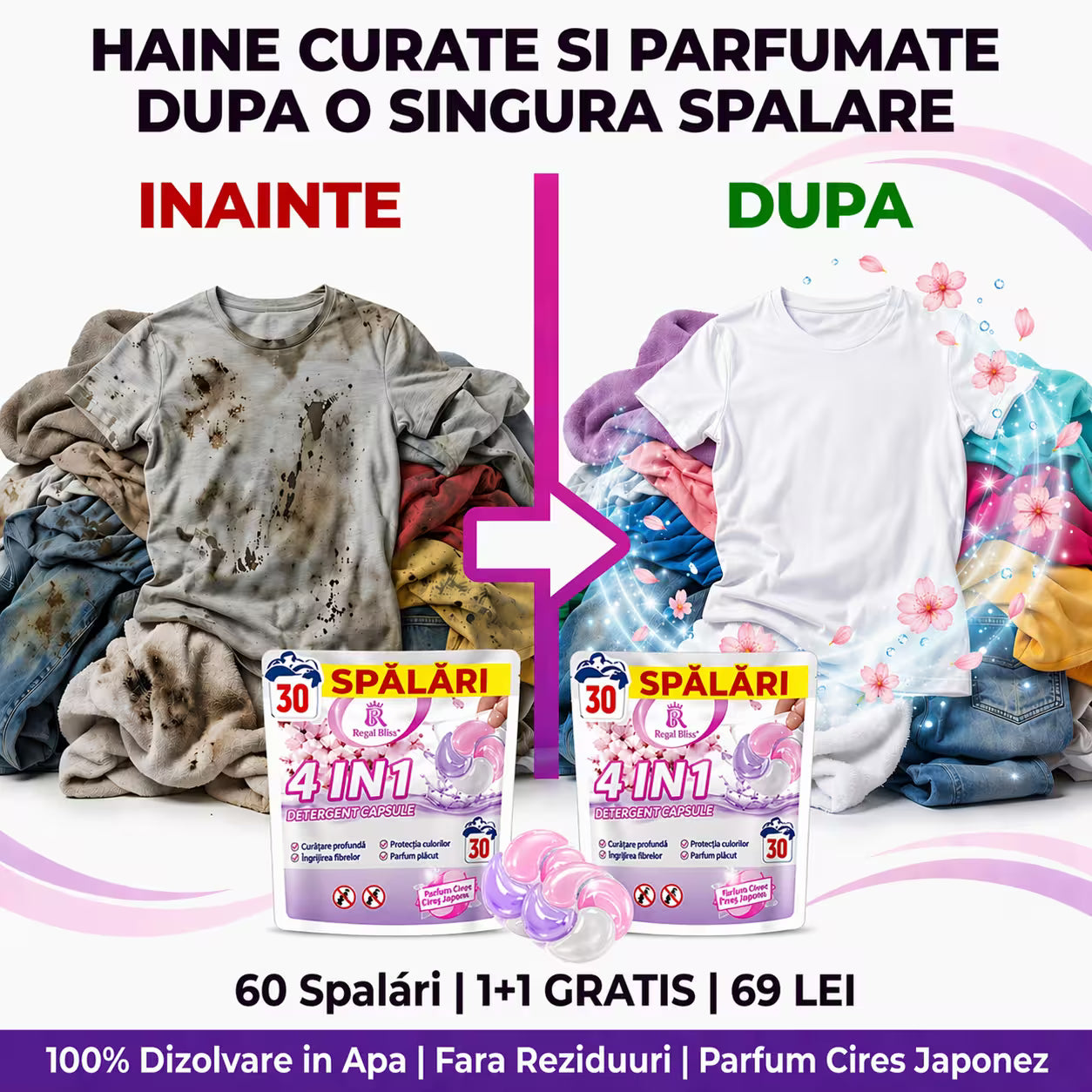 Detergent de rufe capsule roz 1+1 GRATIS