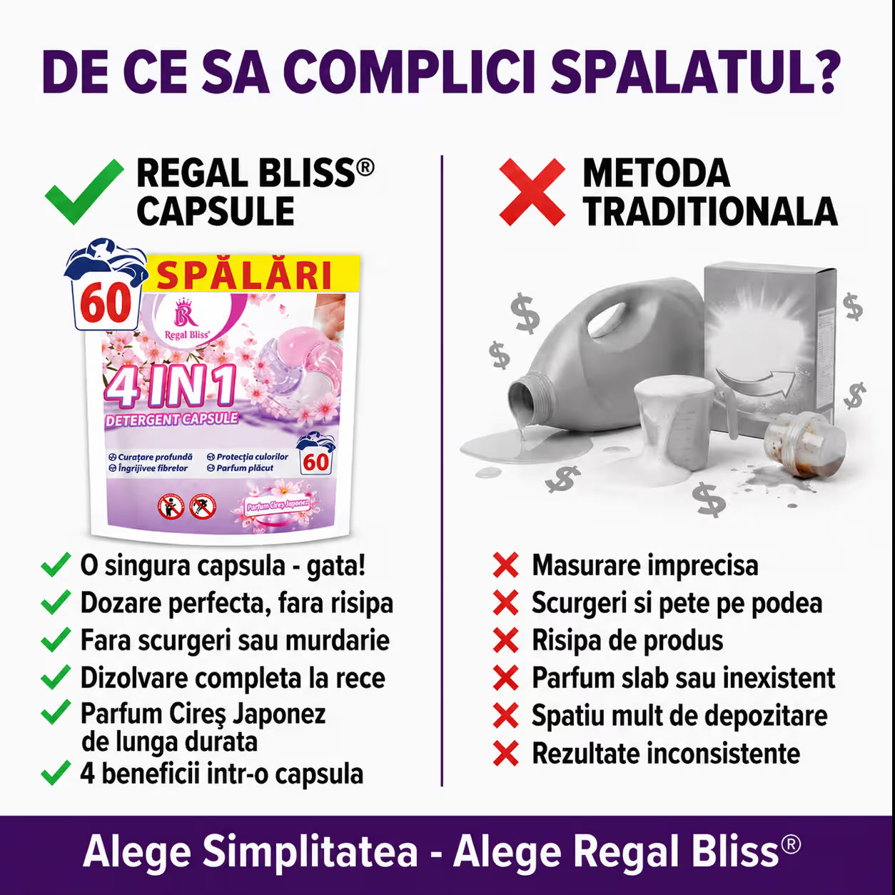 Detergent de rufe capsule roz 60 caps 1+1 GRATIS