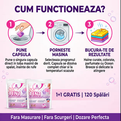 Detergent de rufe capsule roz 60 caps 1+1 GRATIS