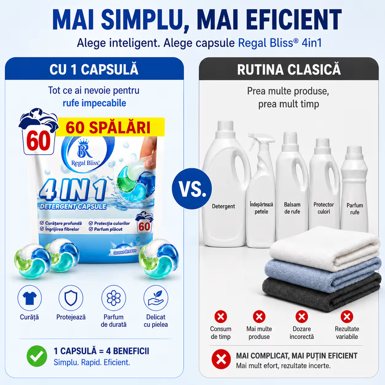 Detergent de rufe capsule albastru 60 caps 1+1 GRATIS