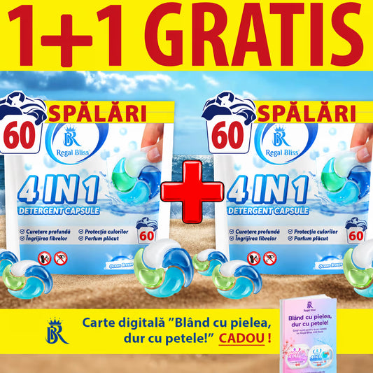 Detergent de rufe capsule albastru 60 caps 1+1 GRATIS