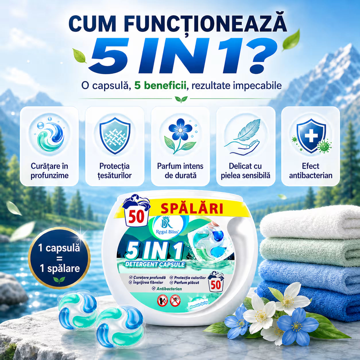 Detergent de rufe capsule 5in1 50 caps