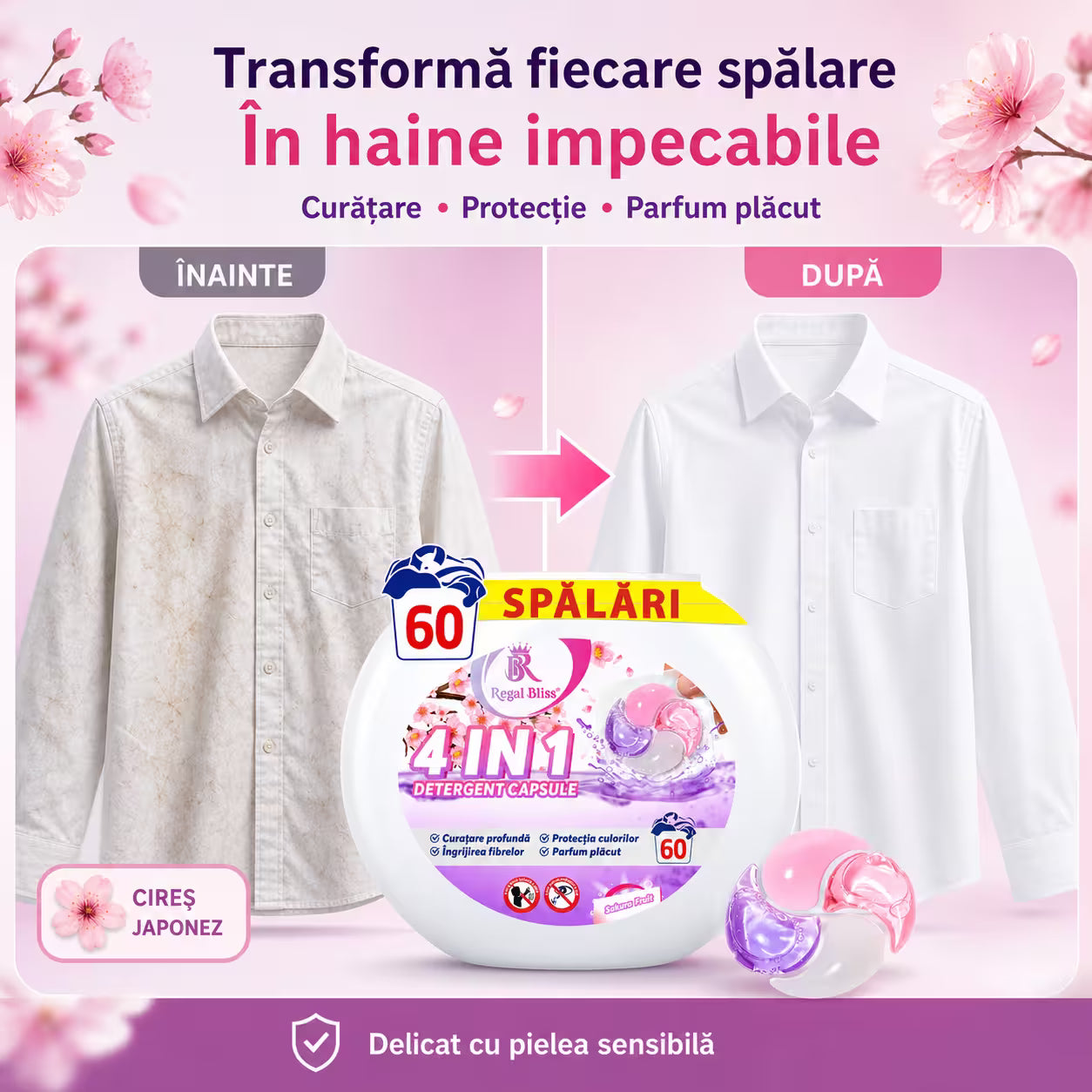 Detergent de rufe capsule roz 60 caps