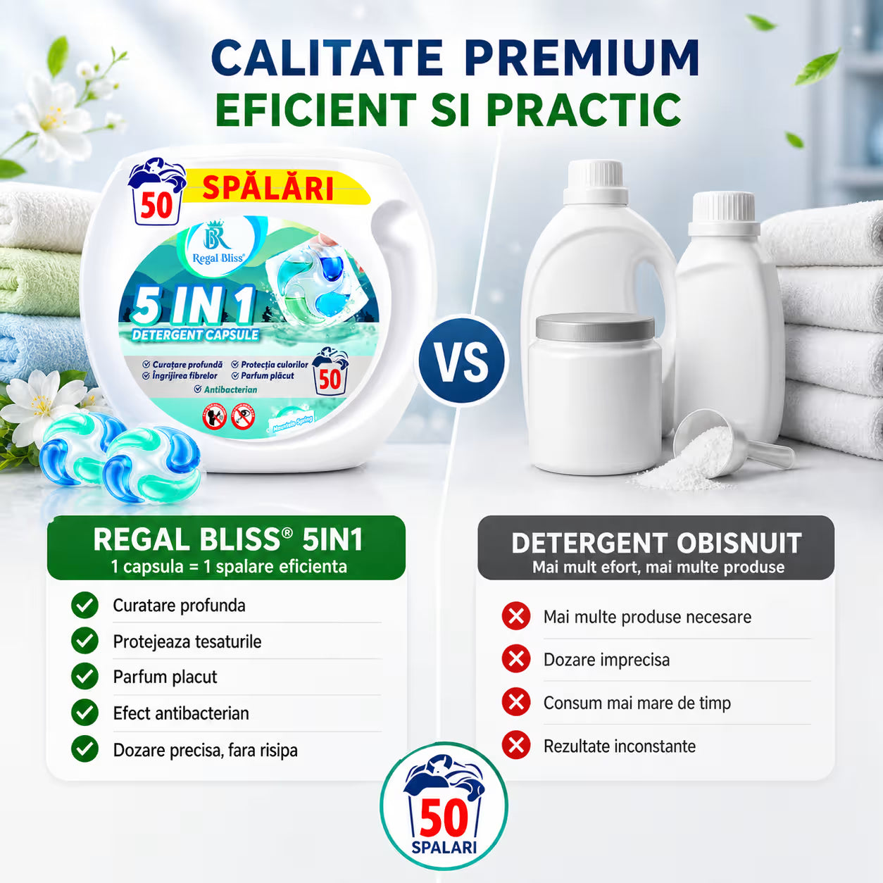 Detergent de rufe capsule 5in1 50 caps