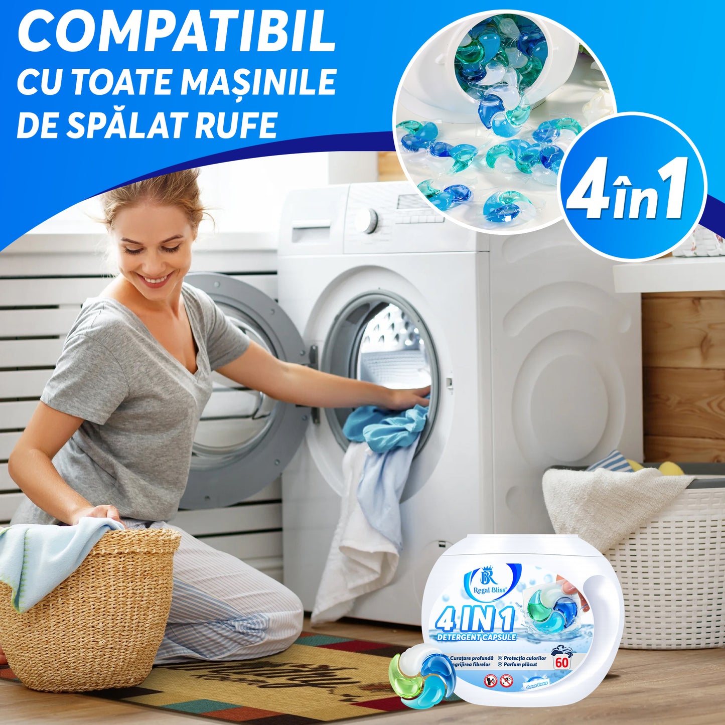 Detergent de rufe capsule Regal Bliss 4in1 60 buc Ocean Breeze