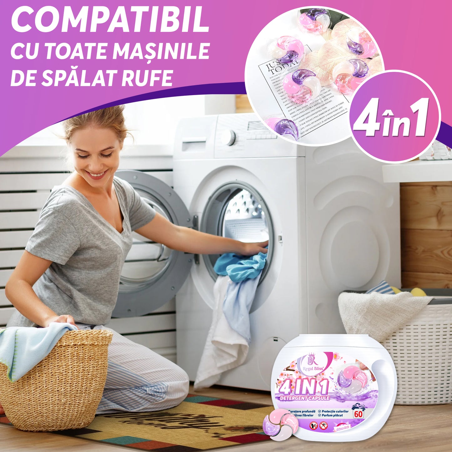 Detergent de rufe capsule Regal Bliss 4in1 - 60pcs